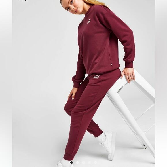 NEW PUMA Womens Sweatpants Joggers Embroidered Logo Pockets High Waist Red XL - Picture 6 of 6